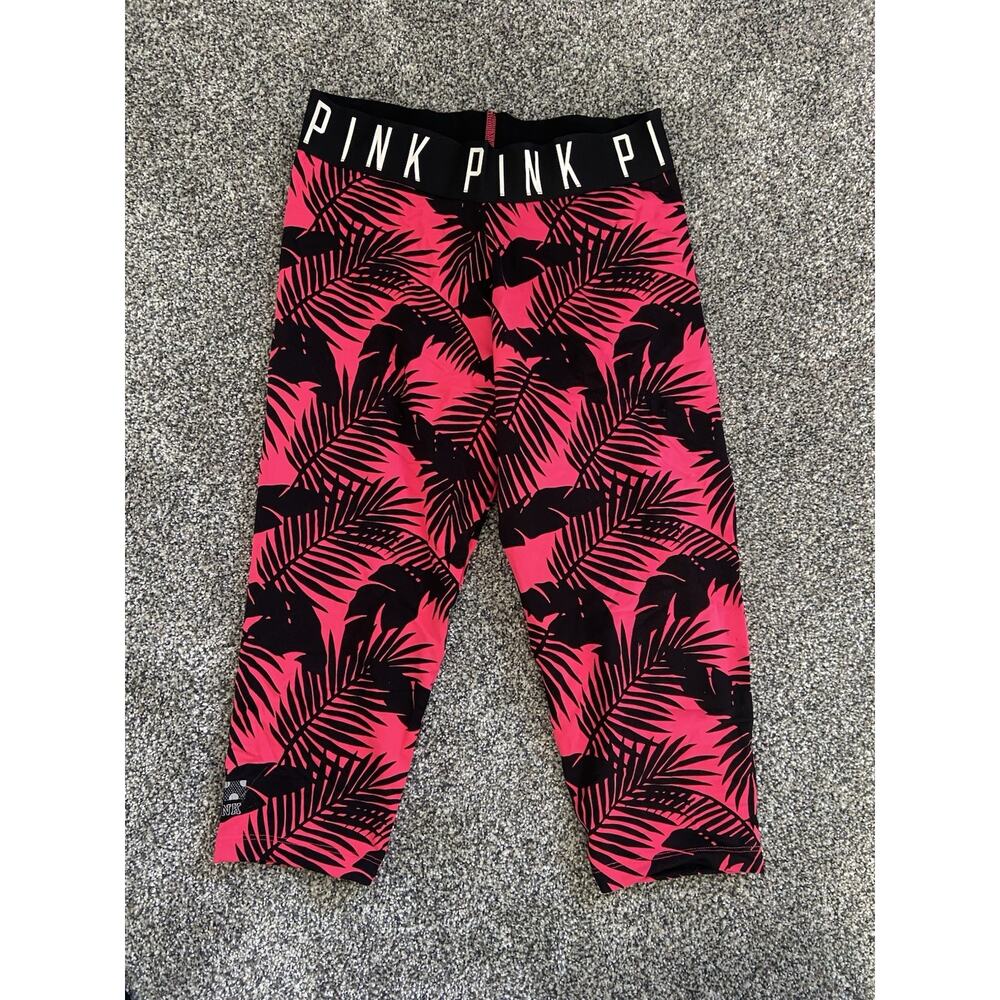 Victoria's Secret PINK ultimate crop yoga leggings Tropical Palm Tree Small Y2K